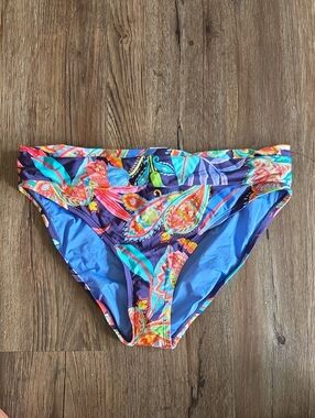 Nwot La Blanca Paisley Bikini Bottoms Swim Blue Multicolor Size 10